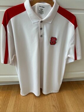 Pro Edge Men’s NC State White & Red Short-Sleeve Polo Shirt Size XL